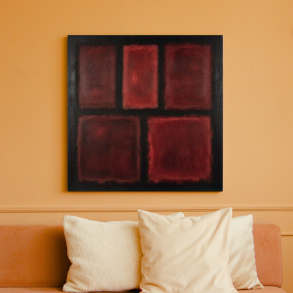 Five Darks in Red-  Abstract Art