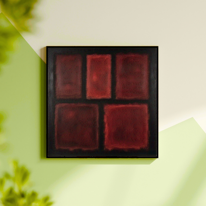 Five Darks in Red-  Abstract Art
