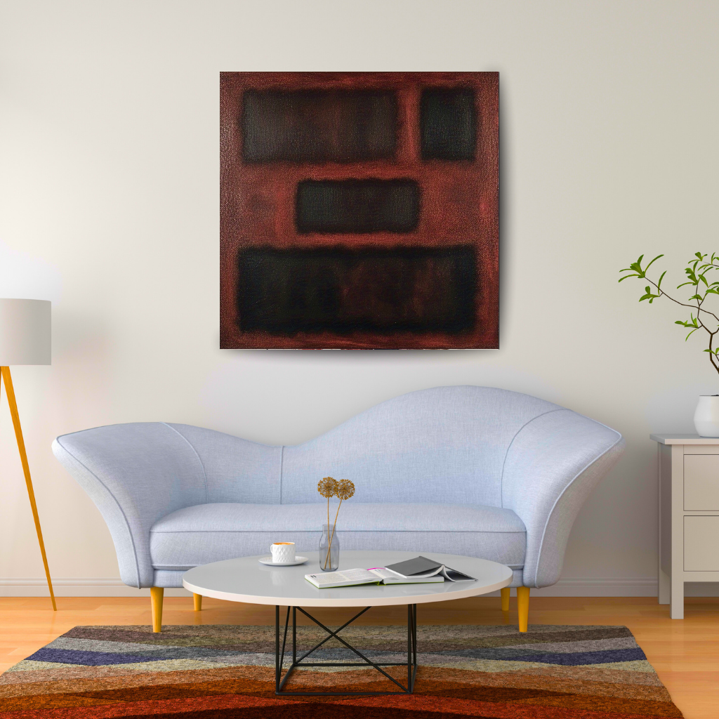 Four Darks in Red-  Abstract Art