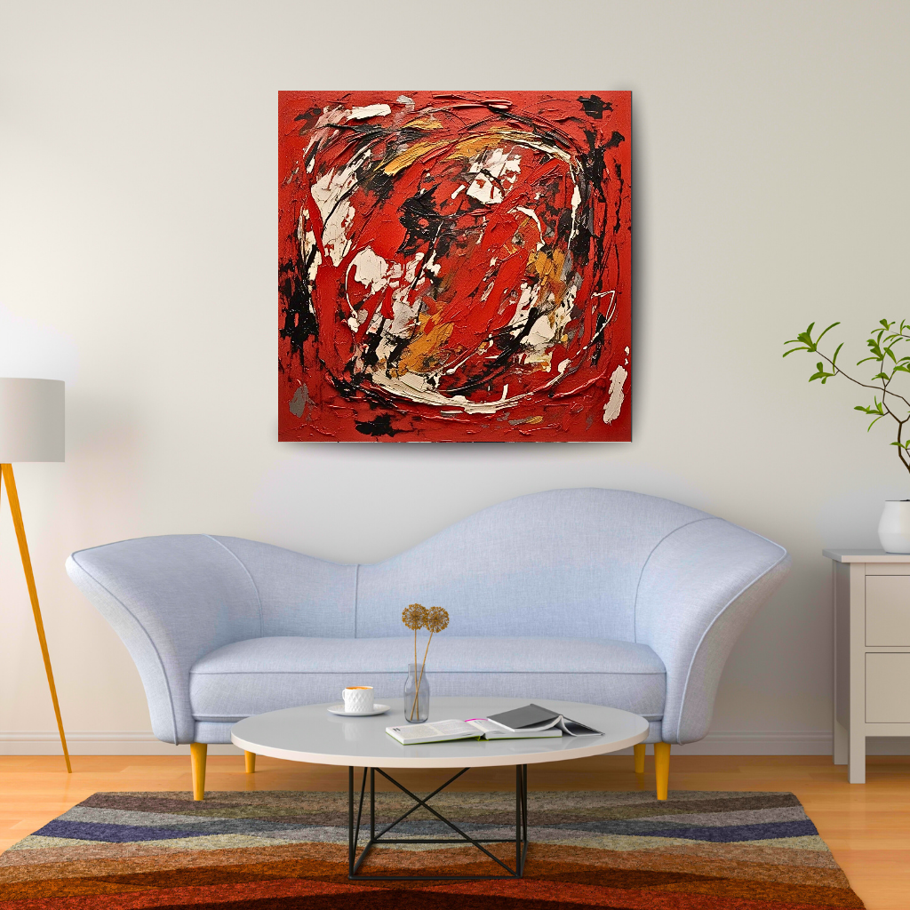 Scarlet Vortex (Inspired by Indian Red Ground) -  Abstract Art