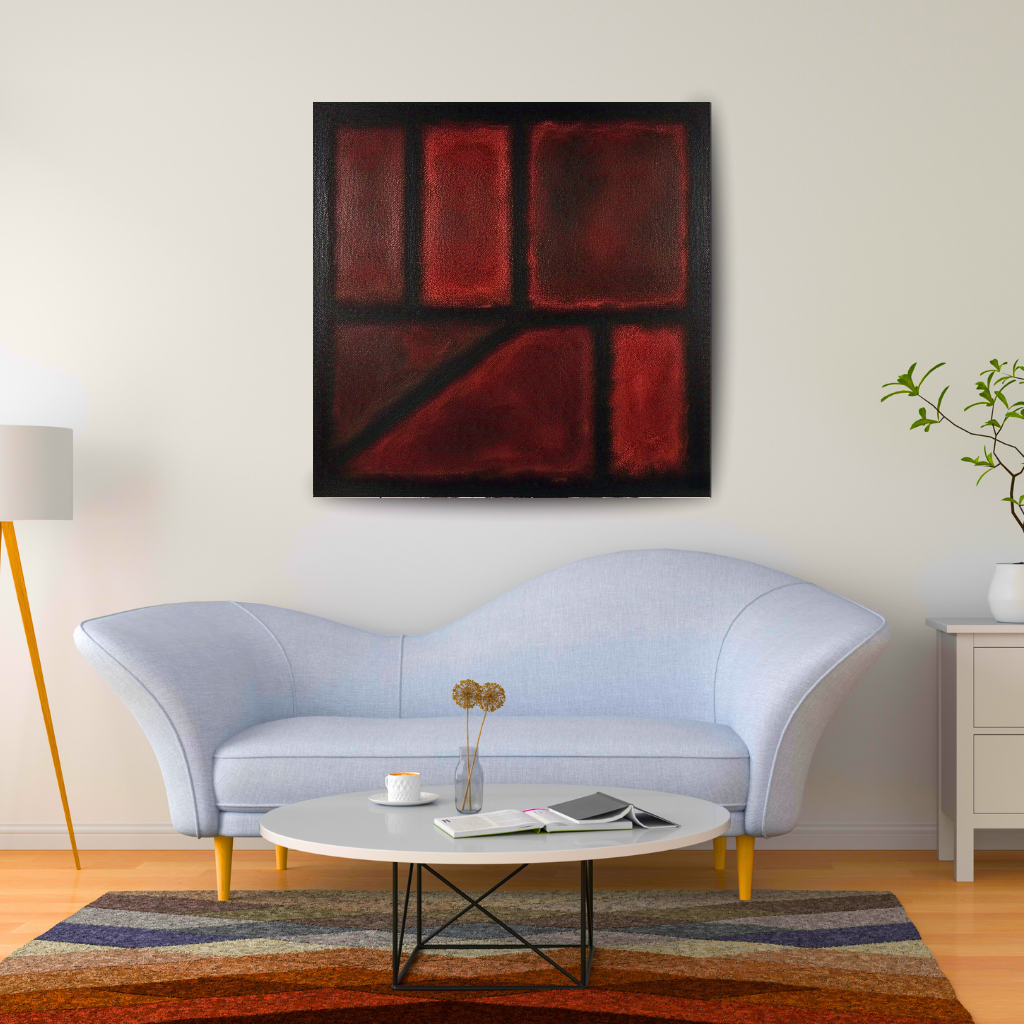 Seven Darks in Red-  Abstract Art