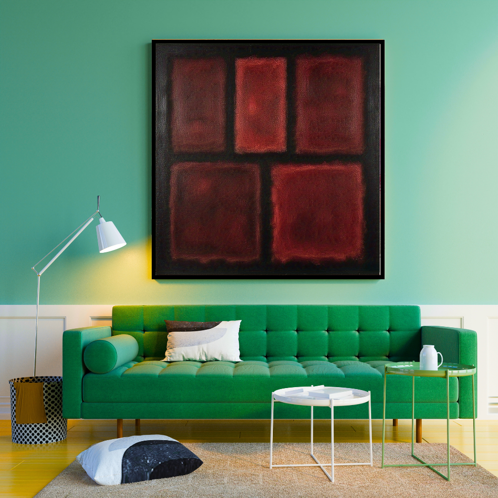 Five Darks in Red-  Abstract Art