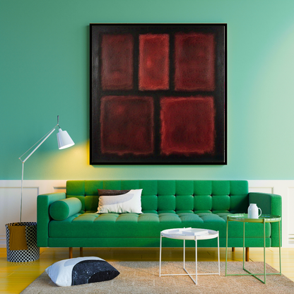 Five Darks in Red-  Abstract Art