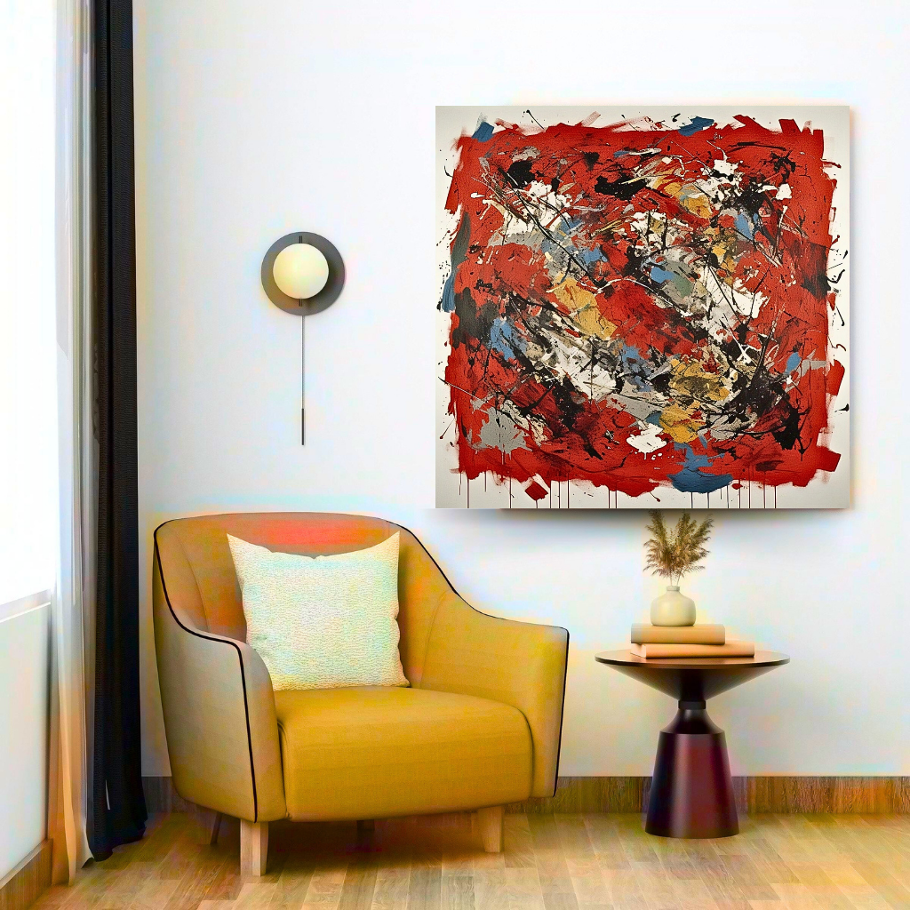 Crimson Cadence (Inspired by Indian Red Ground) -  Abstract Art