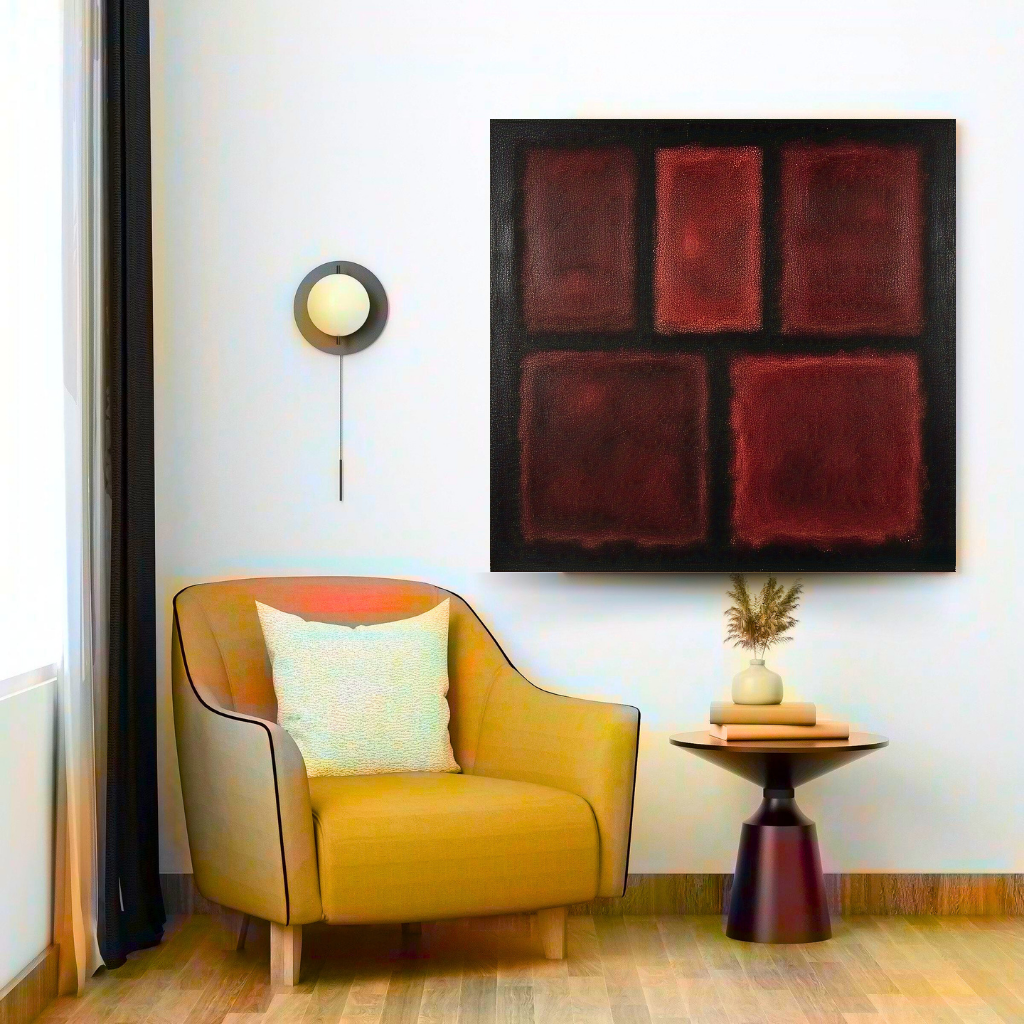 Five Darks in Red-  Abstract Art