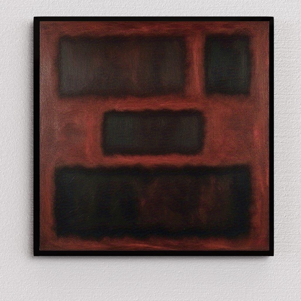 Four Darks in Red-  Abstract Art