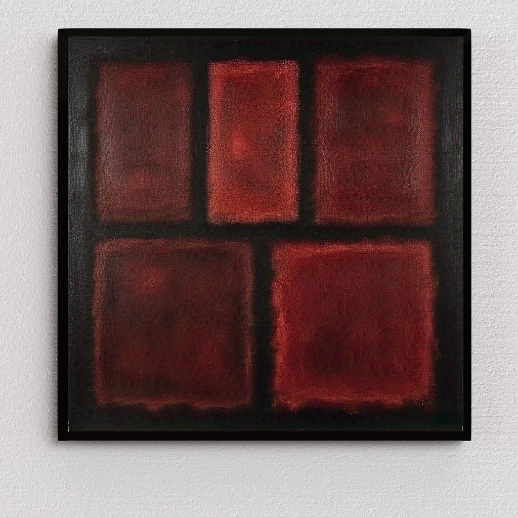 Five Darks in Red-  Abstract Art