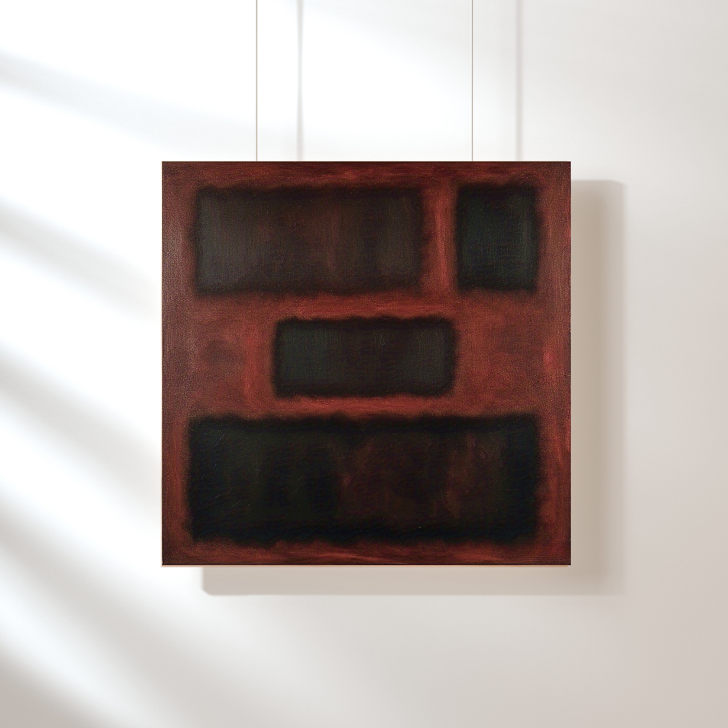 Four Darks in Red-  Abstract Art