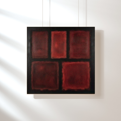 Five Darks in Red-  Abstract Art