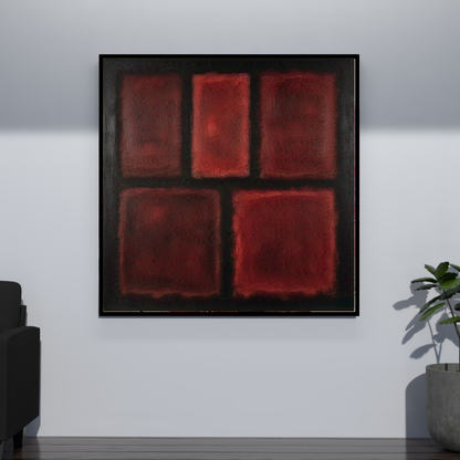 Five Darks in Red-  Abstract Art
