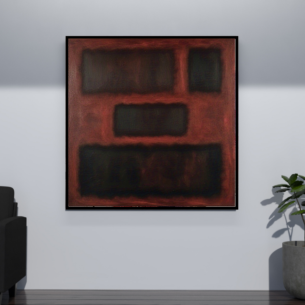 Four Darks in Red-  Abstract Art