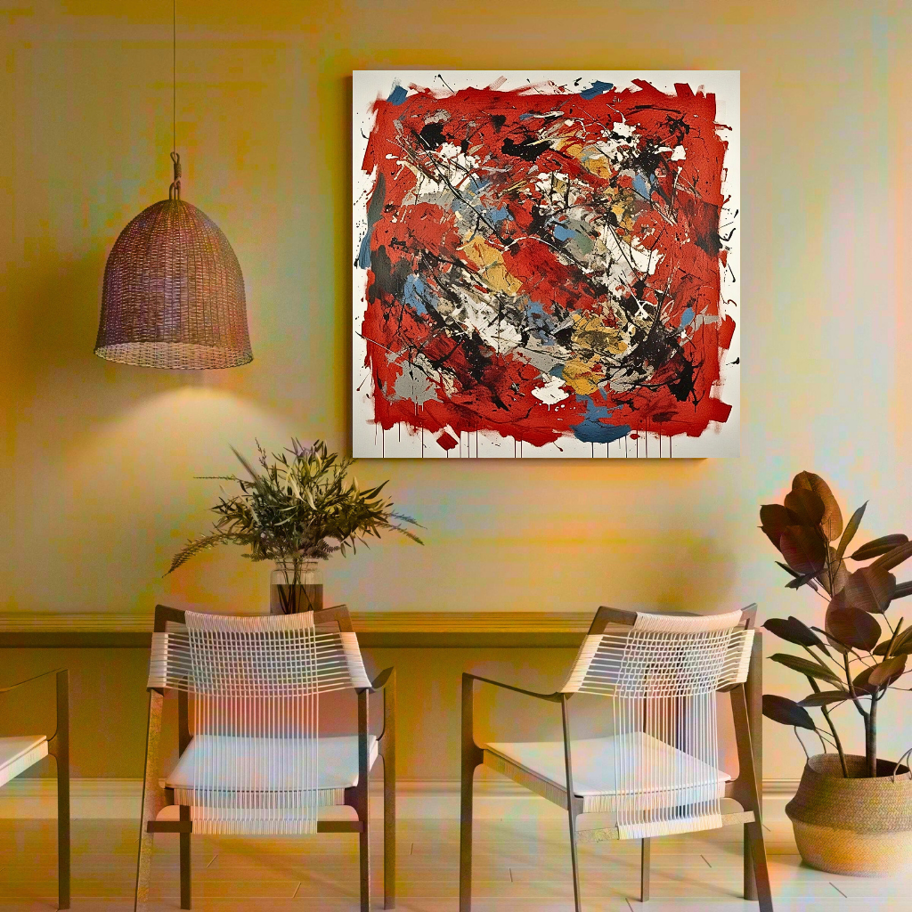 Crimson Cadence (Inspired by Indian Red Ground) -  Abstract Art