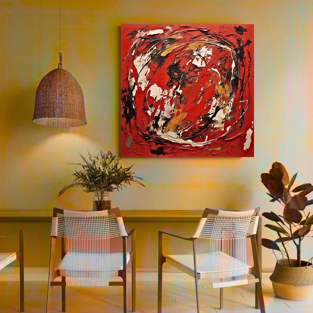 Scarlet Vortex (Inspired by Indian Red Ground) -  Abstract Art
