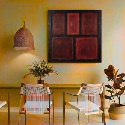 Five Darks in Red-  Abstract Art