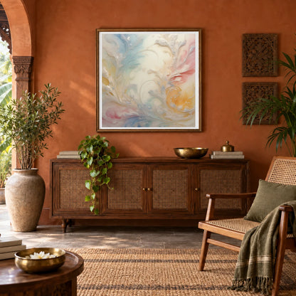Auroral Fade Soft Abstract Painting Featuring Delicate III abstract art print by SaamCrafts