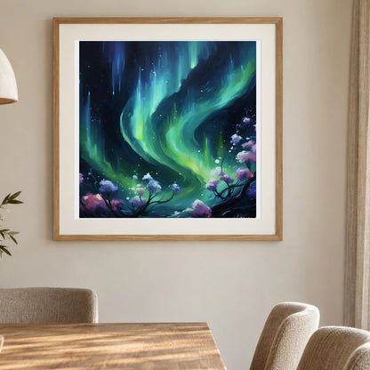 Auroral Fade Soft Abstract Painting Featuring Delicate IV shown in a styled interior