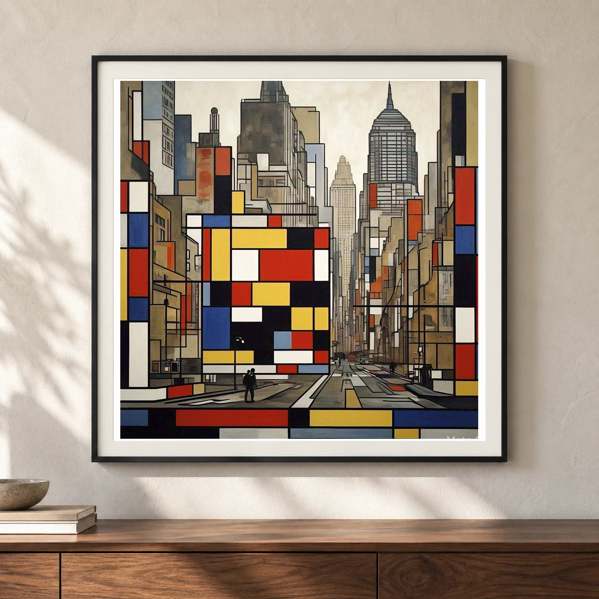 Broadway Boogie Woogie 1942 1943 A Vibrant Dynamic II shown in a styled interior