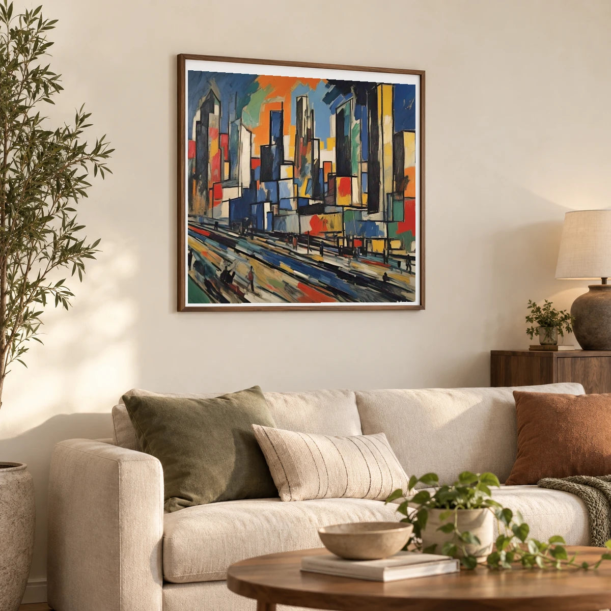 City Landscape 1955 By Joan Mitchell II shown in a styled interior