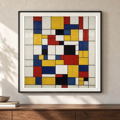 Composition With Red Yellow And Blue shown in a styled interior