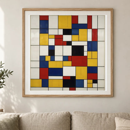 Composition With Red Yellow And Blue shown in a styled interior