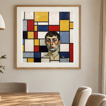 Composition With Red Yellow And Blue II shown in a styled interior