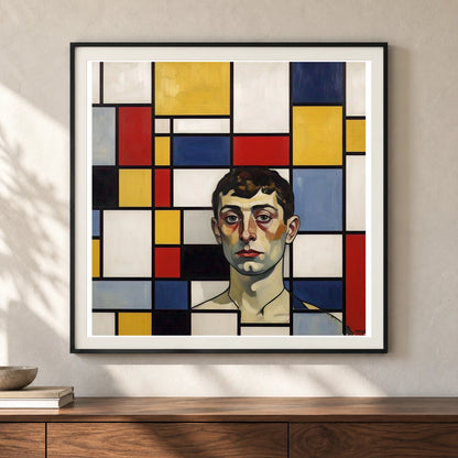 Composition With Red Yellow And Blue II shown in a styled interior
