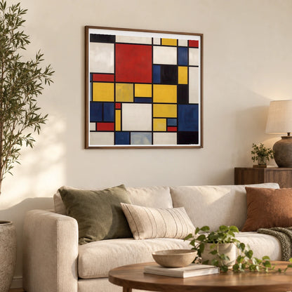 Composition With Red Yellow And Blue IV shown in a styled interior