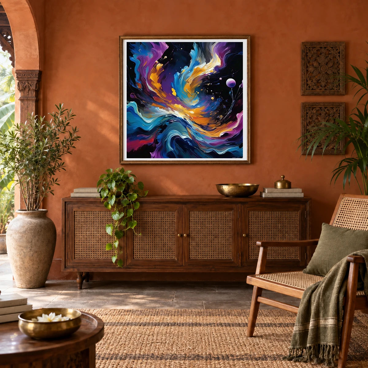 Cosmic Bloom Abstract Painting With Soft Swirling abstract art print by SaamCrafts