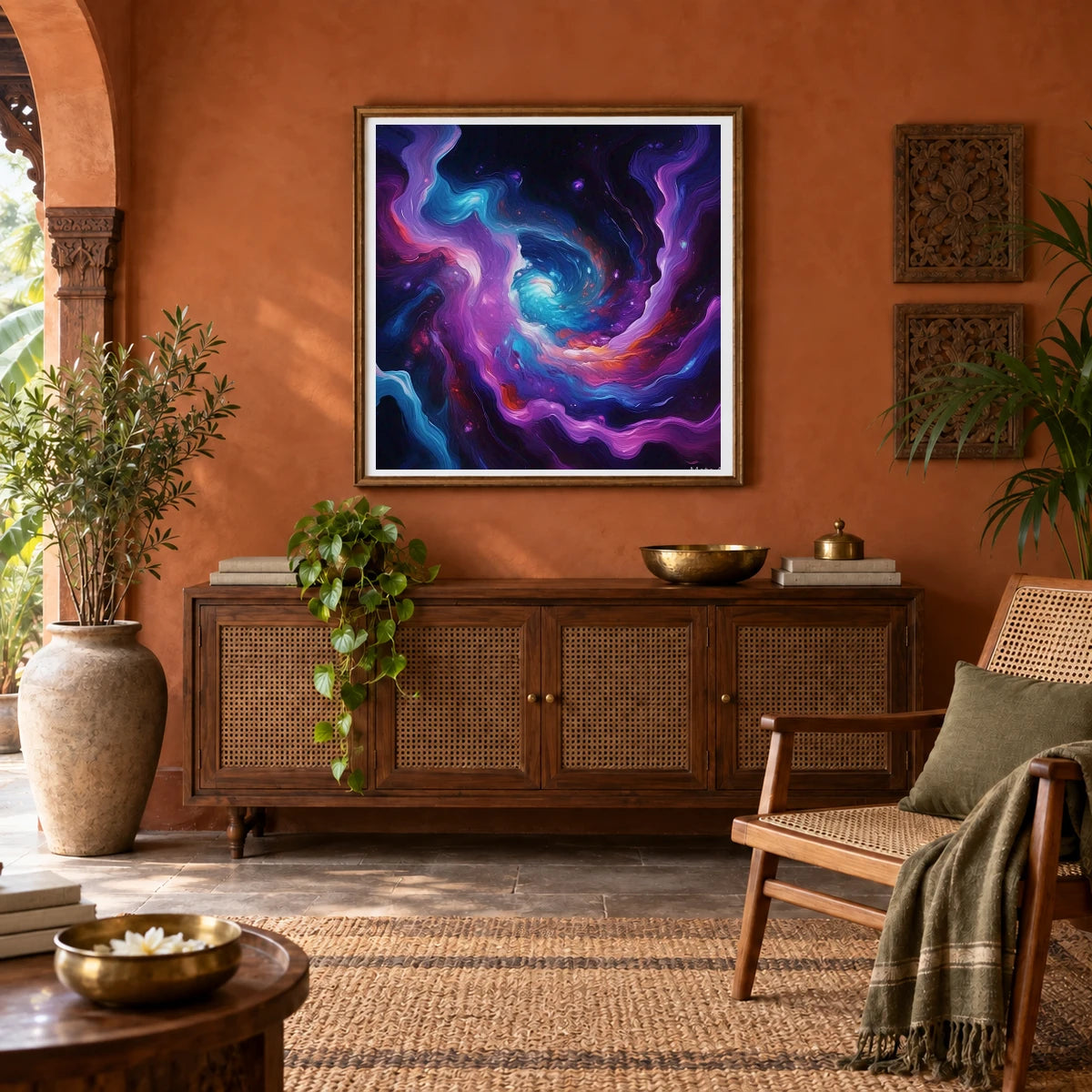Cosmic Bloom Abstract Painting With Soft Swirling III abstract art print by SaamCrafts