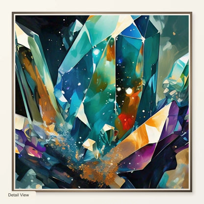 Crystal Formation Abstract Painting Featuring Delicate Crystalline artwork detail view