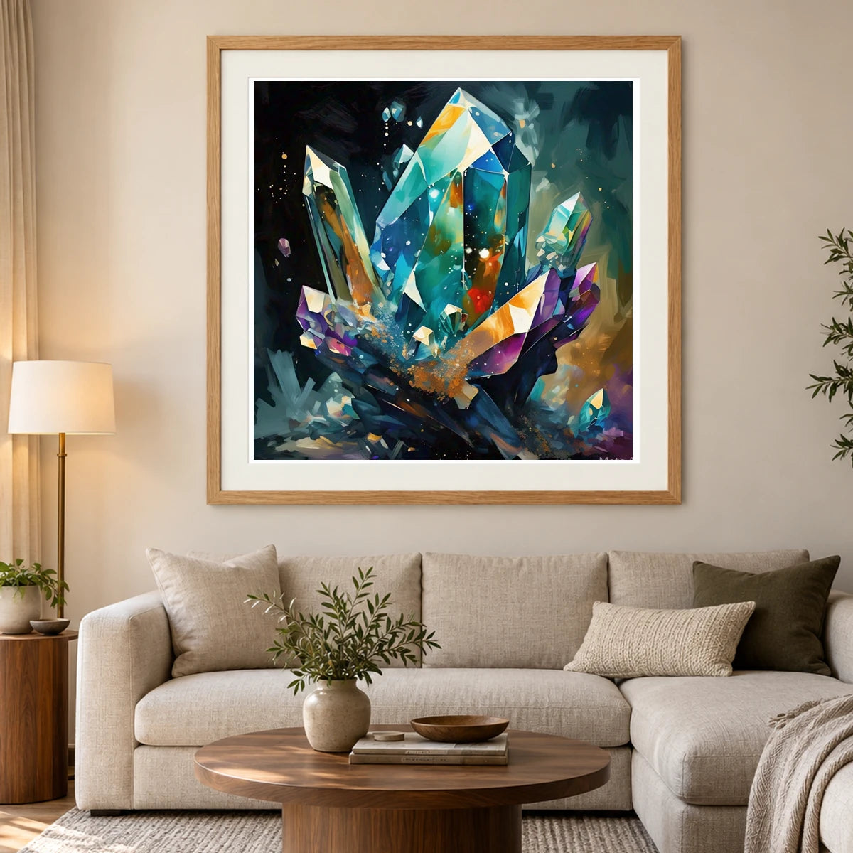 Crystal Formation Abstract Painting Featuring Delicate Crystalline abstract art print by SaamCrafts
