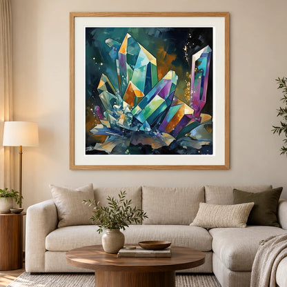 Crystal Formation Abstract Painting Featuring Delicate Crystalline II abstract art print by SaamCrafts