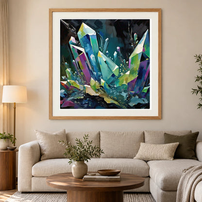 Crystal Formation Abstract Painting Featuring Delicate Crystalline III abstract art print by SaamCrafts