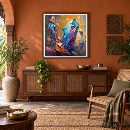 Crystal Formation Abstract Painting Featuring Delicate Crystalline IV abstract art print by SaamCrafts