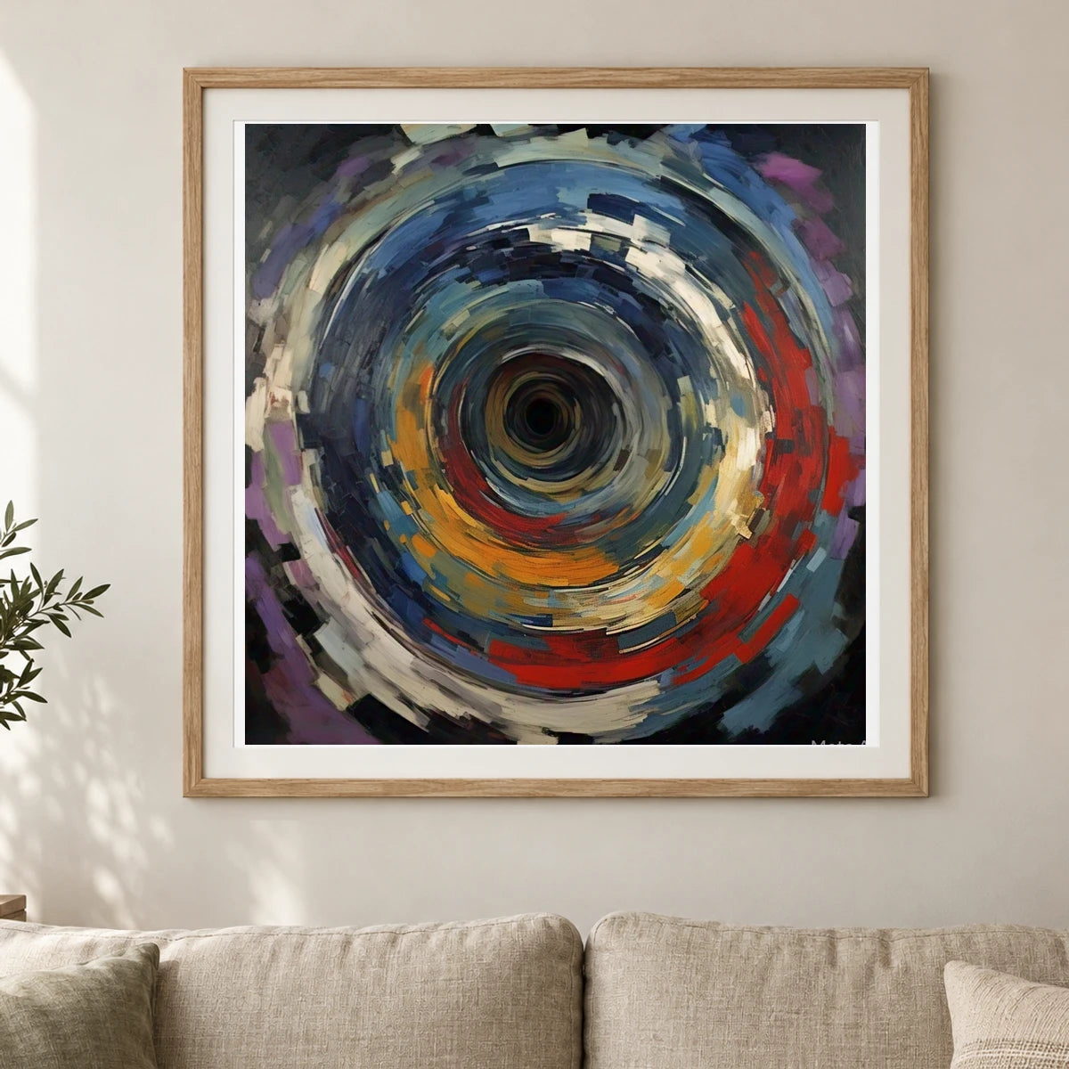 Echoing Void Abstract Expressionist Painting shown in a styled interior