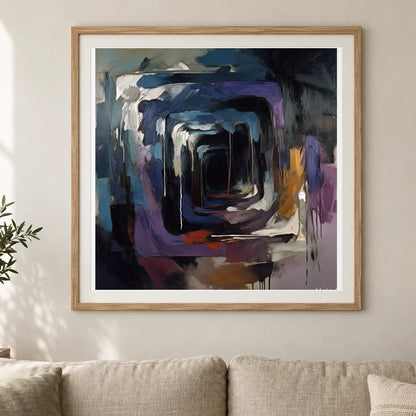 Echoing Void Abstract Expressionist Painting II shown in a styled interior