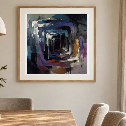 Echoing Void Abstract Expressionist Painting II shown in a styled interior