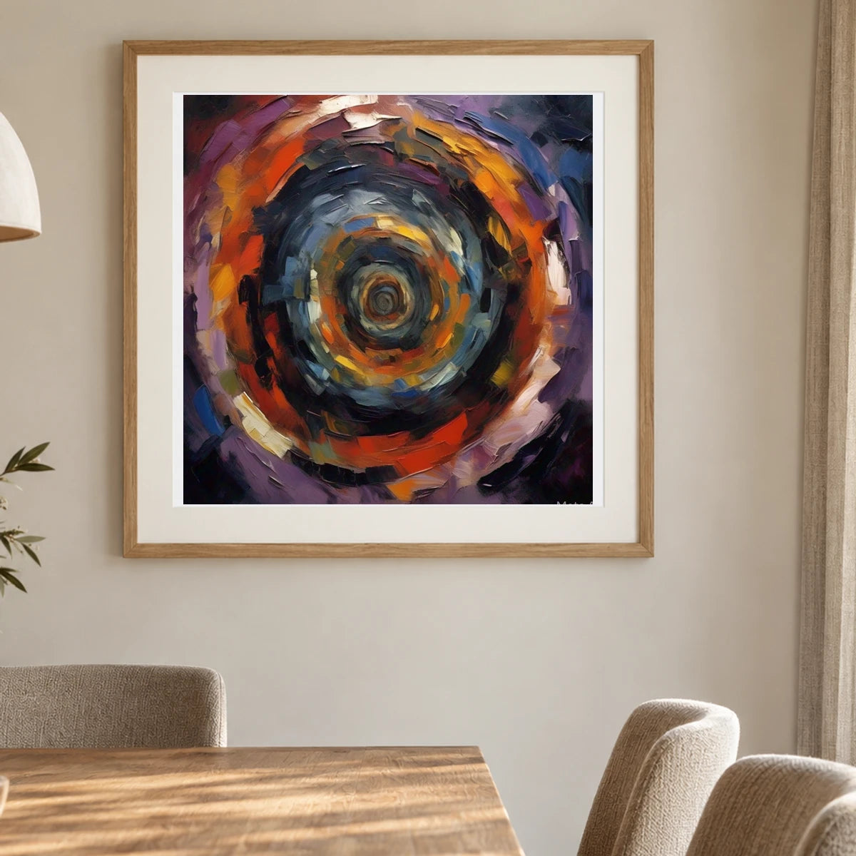 Echoing Void Abstract Expressionist Painting III shown in a styled interior