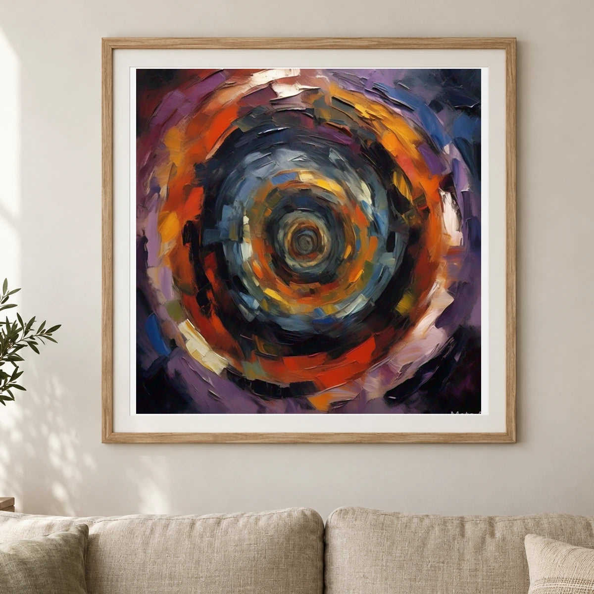 Echoing Void Abstract Expressionist Painting III shown in a styled interior