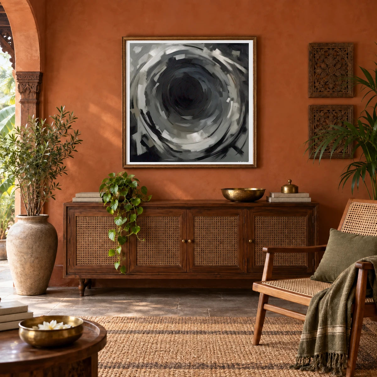 Echoing Void Abstract Expressionist Painting In Grayscale abstract art print by SaamCrafts