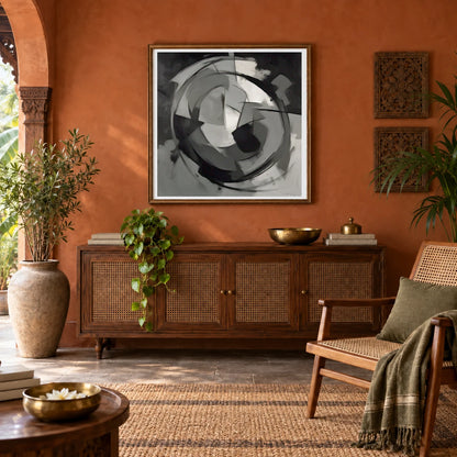 Echoing Void Abstract Expressionist Painting In Grayscale III abstract art print by SaamCrafts