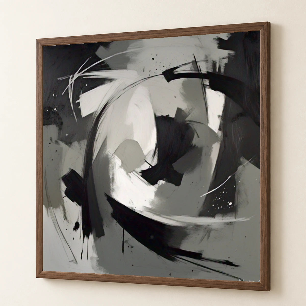 Echoing Void Abstract Expressionist Painting In Grayscale IV abstract art print by SaamCrafts