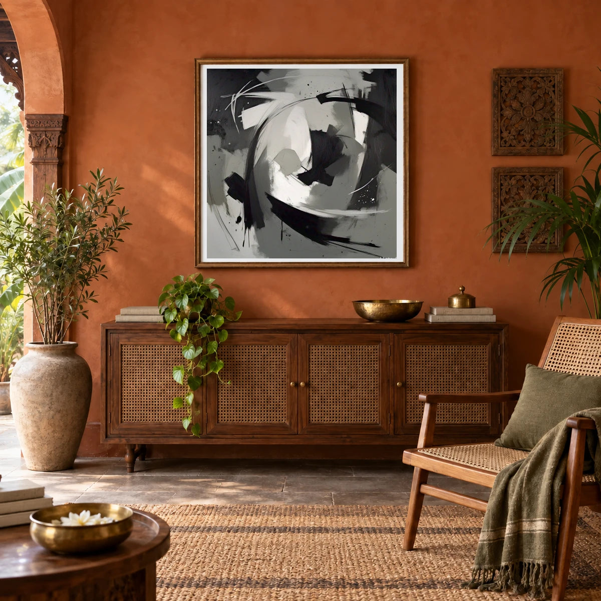Echoing Void Abstract Expressionist Painting In Grayscale IV abstract art print by SaamCrafts
