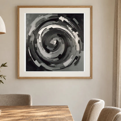 Echoing Void Abstract Expressionist Painting In Grayscale V shown in a styled interior