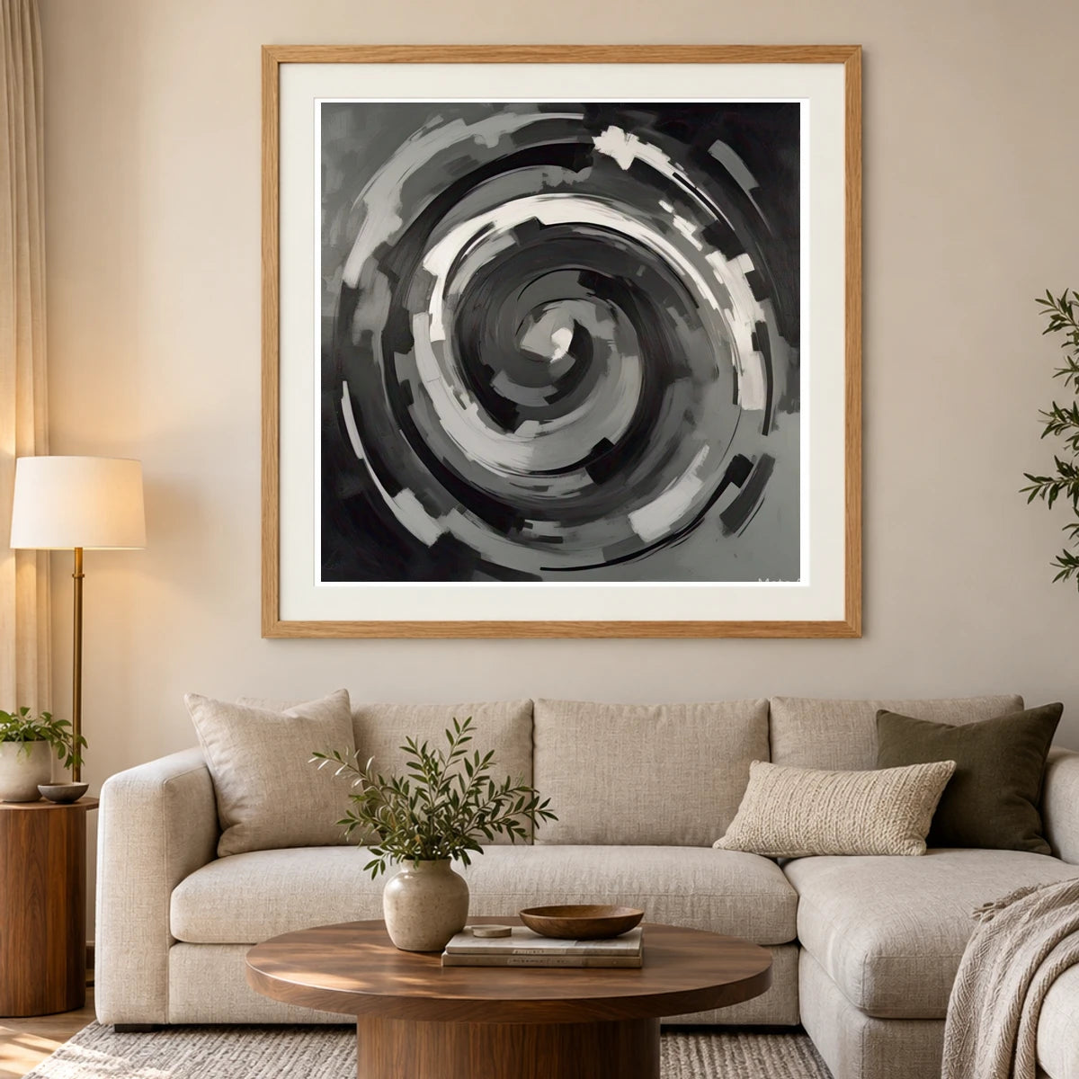 Echoing Void Abstract Expressionist Painting In Grayscale V abstract art print by SaamCrafts