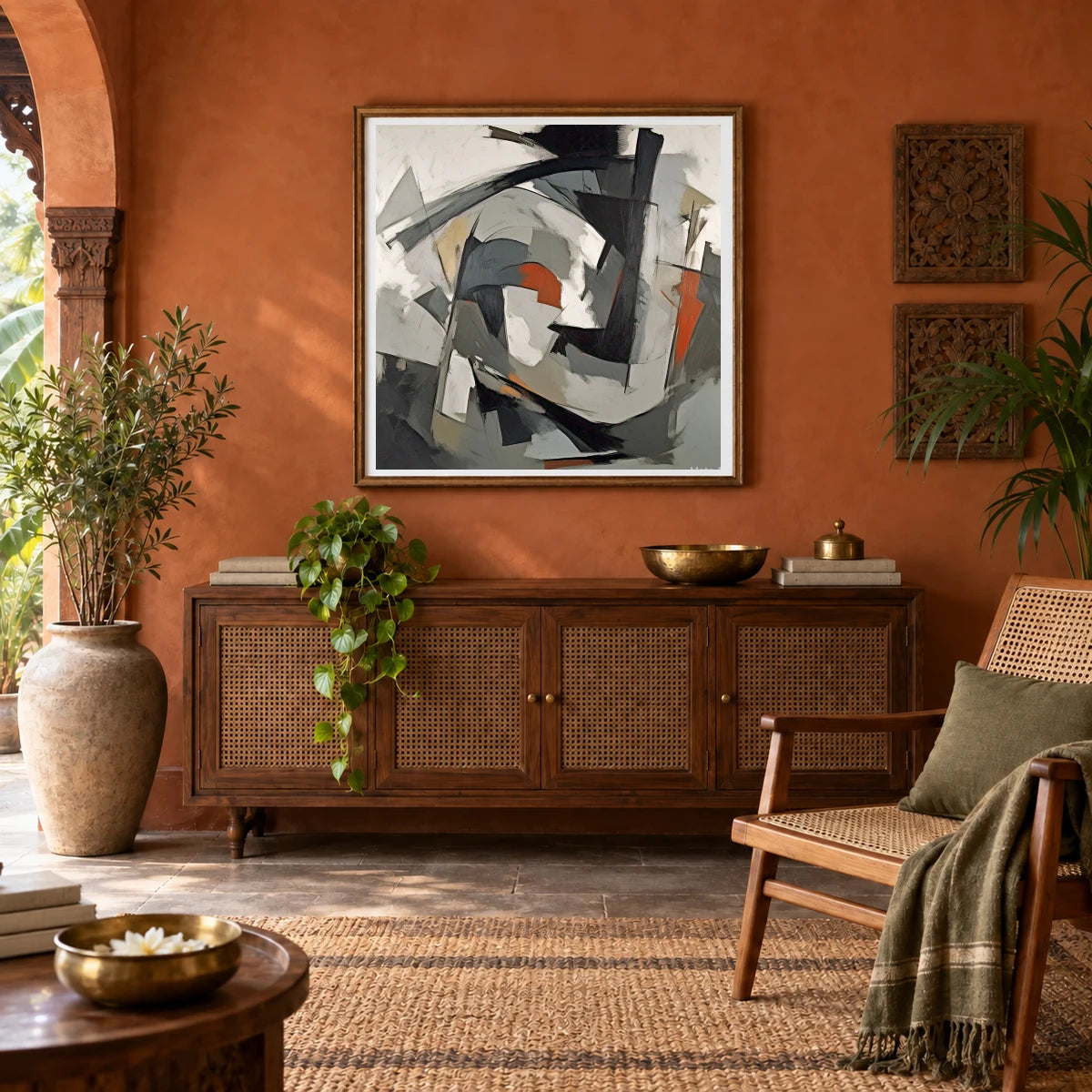 Echoing Void Abstract Expressionist Painting In Grayscale VI abstract art print by SaamCrafts