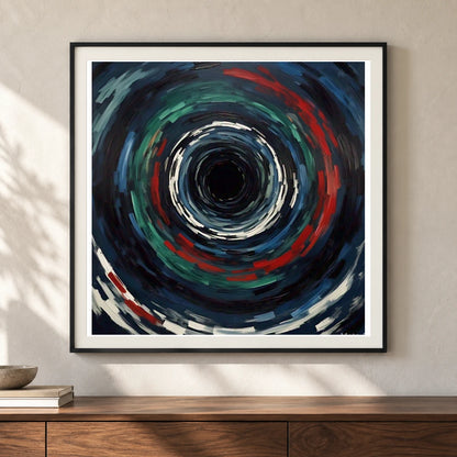 Echoing Void Abstract Expressionist Painting IV shown in a styled interior
