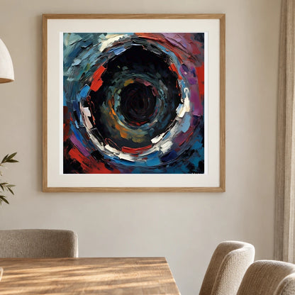 Emotive Abyss Abstract Expressionist Painting shown in a styled interior