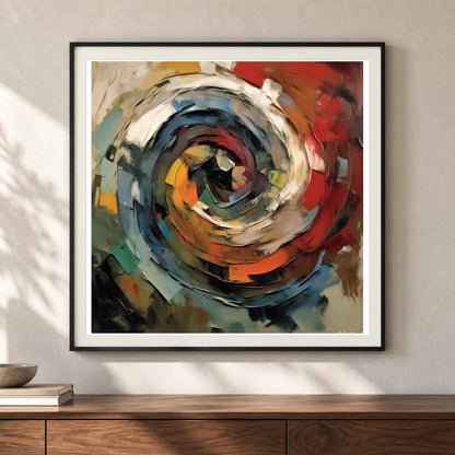 Emotive Abyss Abstract Expressionist Painting With Less shown in a styled interior