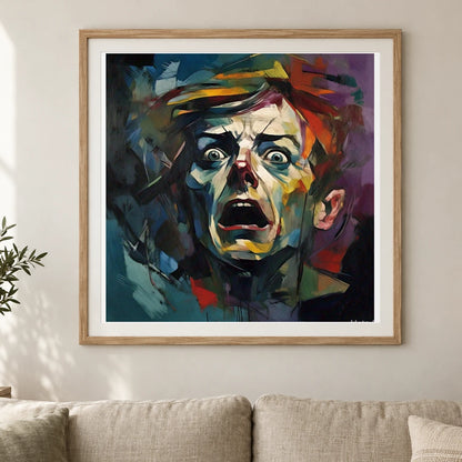 Emotive Abyss Abstract Expressionist Painting II shown in a styled interior